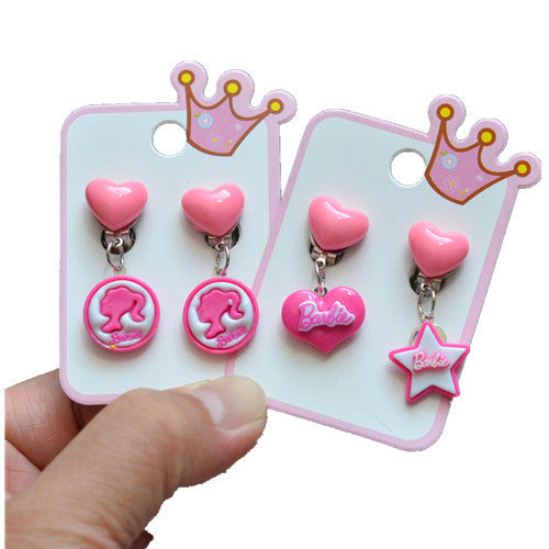 Wholesale Resin Girls Love Princess Necklace Bracelet Ear Clip Ear Stud Set JDC-ES-SLL001