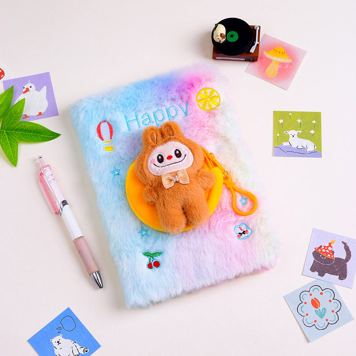 Wholesale Cartoon  Plush Notebook Coin Bag Combination Notepad Student Cute Handbook