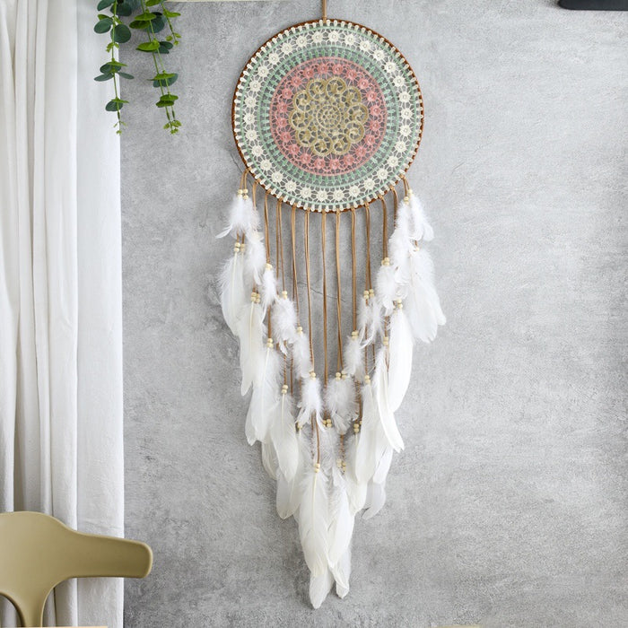 Wholesale Colorful Woven Round Feather Tassel Dream Catcher JDC-DC-ZH030