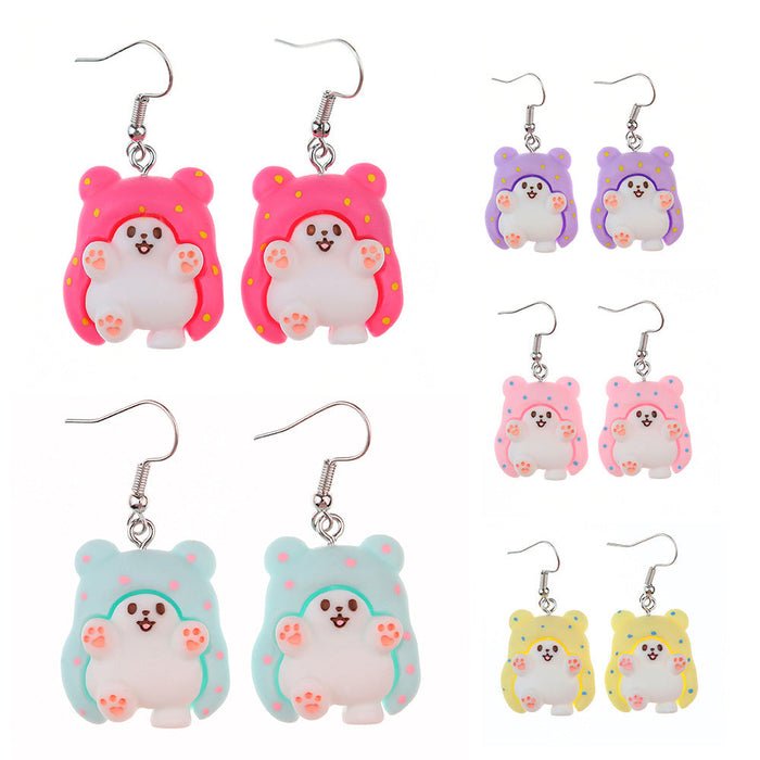 Wholesale Cartoon Animal Hopping Bear Earrings JDC-NS-NiQing013