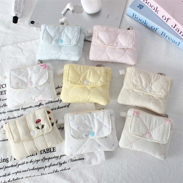 Wholesale Quilted Diamond Pleated Polyester Coin Purse Sweet Pink Multi Functional Card Holder Home Storage