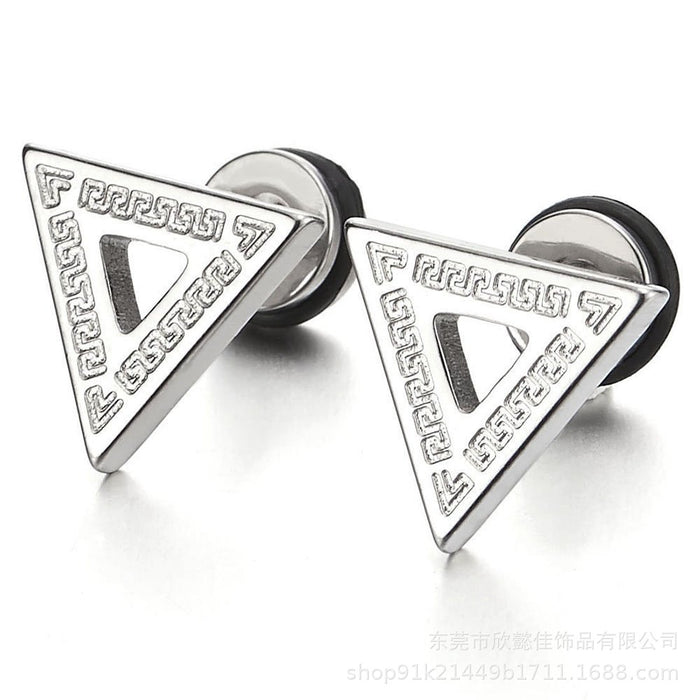 Wholesale Stainless steel triangular earrings screw in back