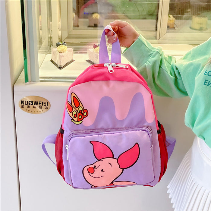 Wholesale Children' s cartoon pattern color-blocked Oxford cloth backpack