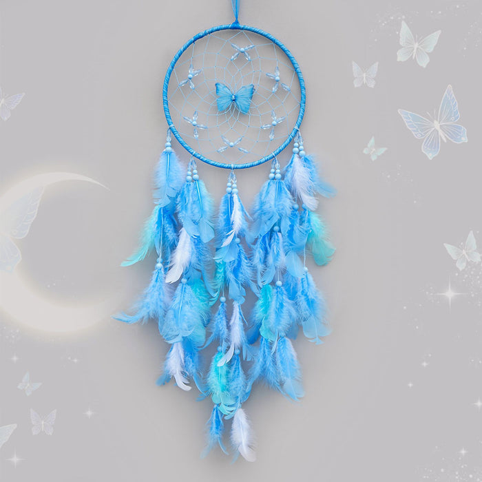 Wholesale Handmade Dreamcatcher Wind Chime Pink Butterfly Flower Rooster Feather Home Decor MOQ≥2