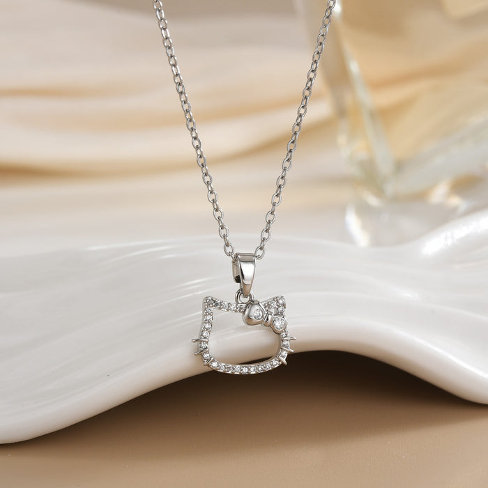 Wholesale Cat pendant micro-painted zircon copper gold-plated clavicle necklace