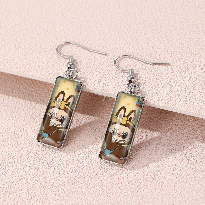 Wholesale Perimeter Earrings Rectangular Pendant Earrings Time Gem Glass Creative Earrings