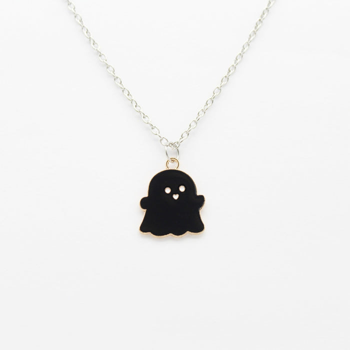 Wholesale Cartoon color oil dripping ghost necklace black and white ghost pendant personality simple cool niche  jewelry