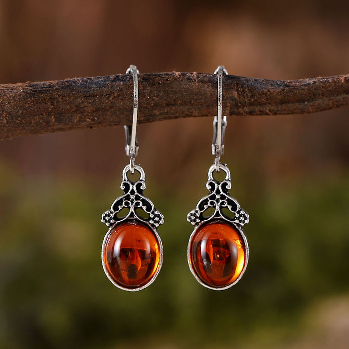 Wholesale Orange crystal gemstone pendant earrings for women,  exquisite and elegant,  versatile holiday style earrings