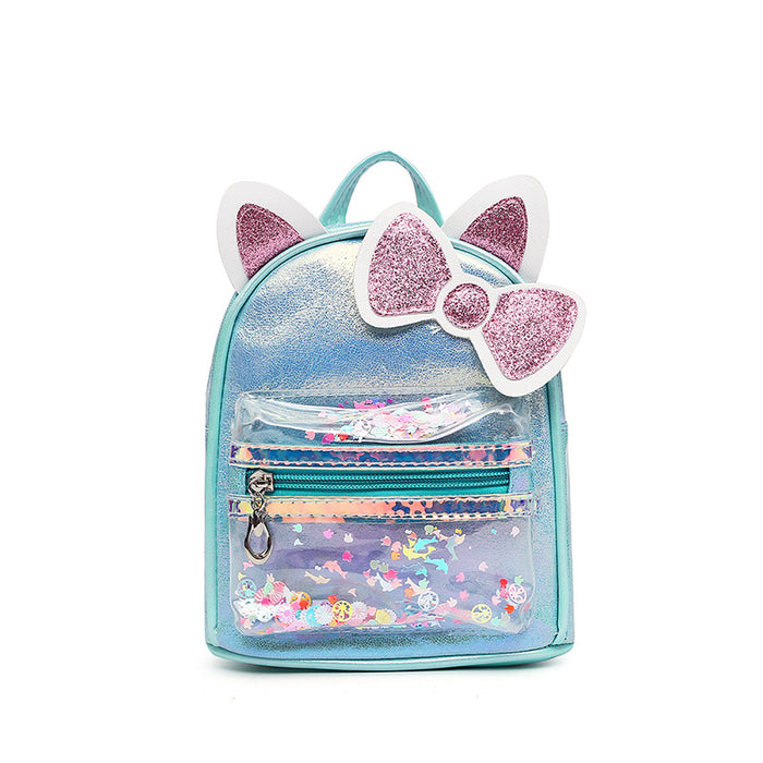Wholesale Cat Ears Backpack  Colorful Sequins Transparent Crack Bag Children's Bag
