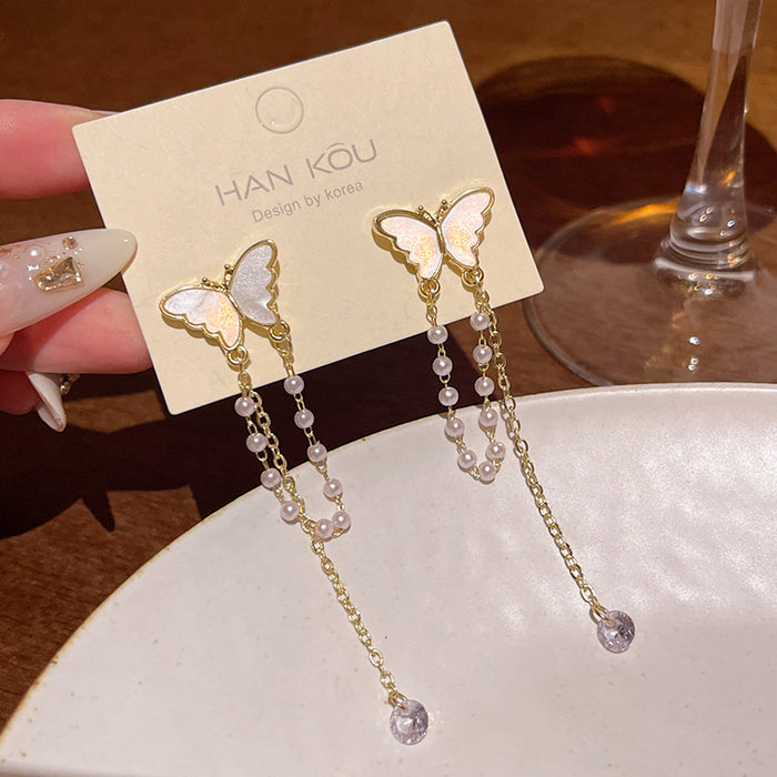 Wholesale Crystal Butterfly Pearl Earrings