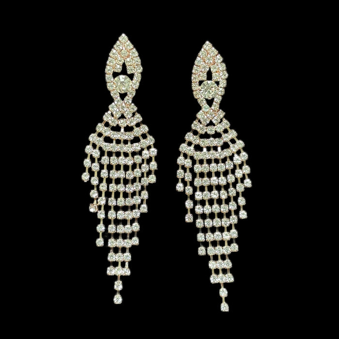 Wholesale Elegant jewelry with diamond studded tassel earrings, fashionable, luxurious, high-end, versatile earrings
