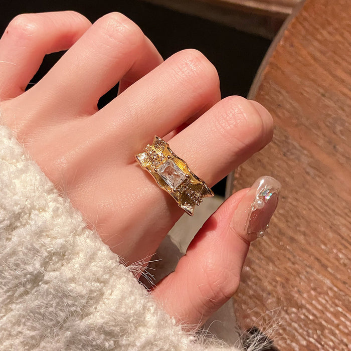 Wholesale Vintage zircon inlaid exquisite open ring, niche butterfly high-end and personalized accessory