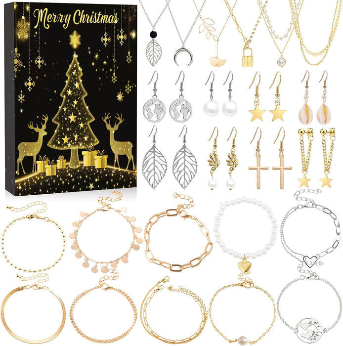 Wholesale Christmas DIY Bracelet Blind Box Gold 31 Grid Advent Calendar Jewelry Accessory Gift