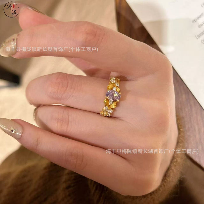 Wholesale vintage middle ancient bauhinia all over the sky star light luxury high sense open ring ring ring