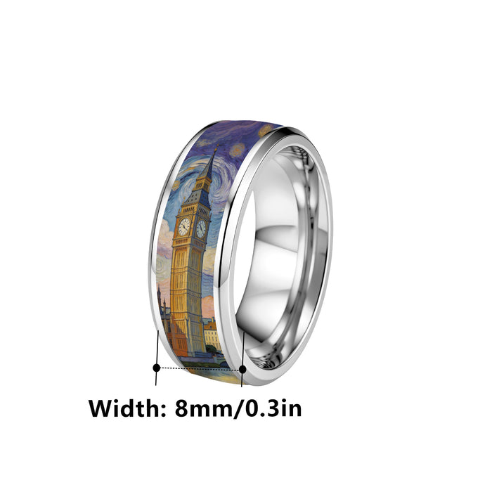 Wholesale Vintage Starry Sky Big Ben Stainless Steel Ring Jewelry Accessory
