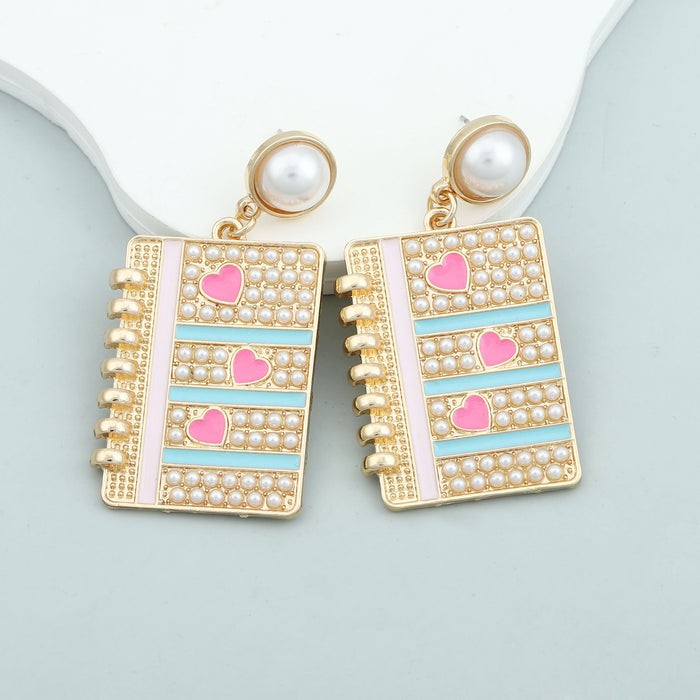 Wholesale notebook fashion all-match women's enamel love pendant earrings
