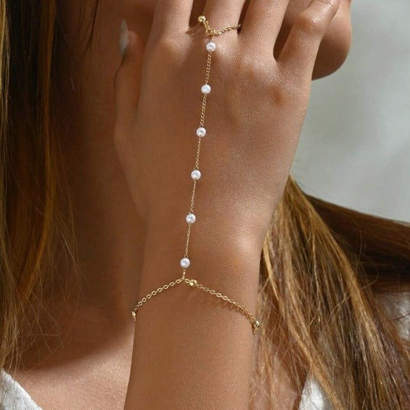Wholesale Chain Bracelet Simple White Pearl Bracelet Chain Finger Jewelry