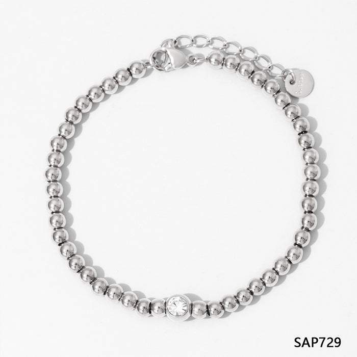 Wholesale Stainless Steel PVD Electroplated Gold Bead Chain Stacking Bracelet Women S Chic Gift
