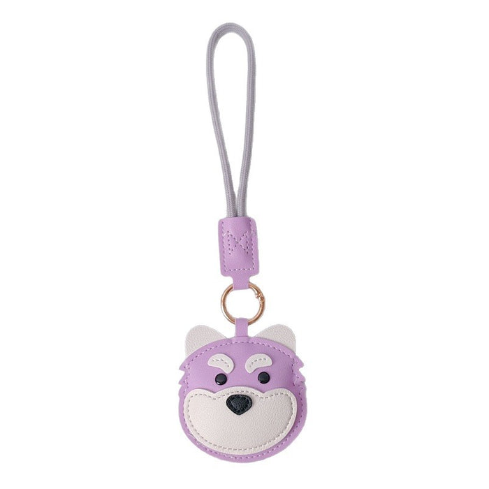 Wholesale PU Leather Black Husky Cartoon Dog Keychain Bag Charm Trendy Car Key Accessory