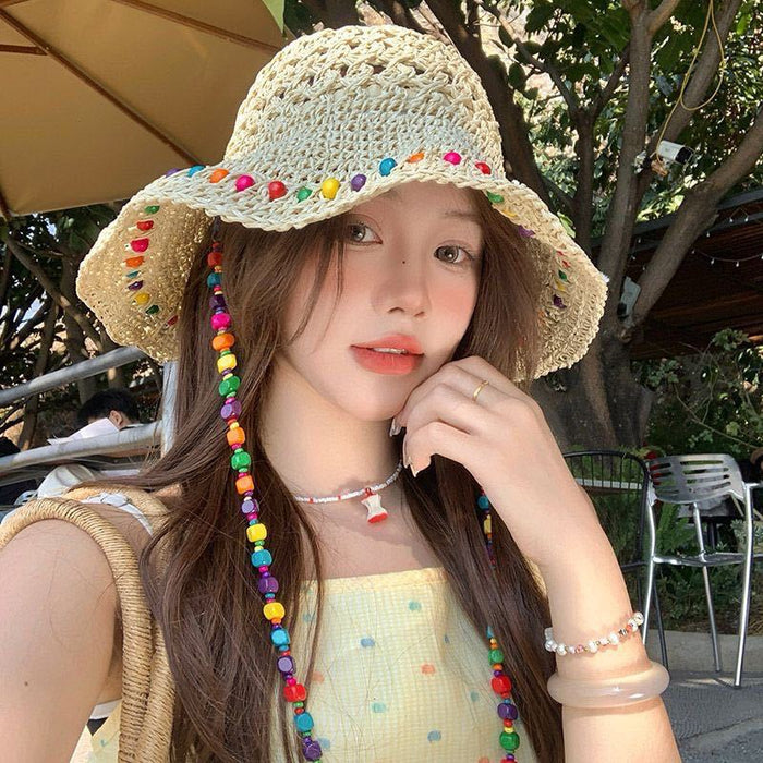 Wholesale Colorful Woven Hat Women's Summer Arrival Seaside Holiday Style Hat Big Brim Sunscreen Fisherman's Hat