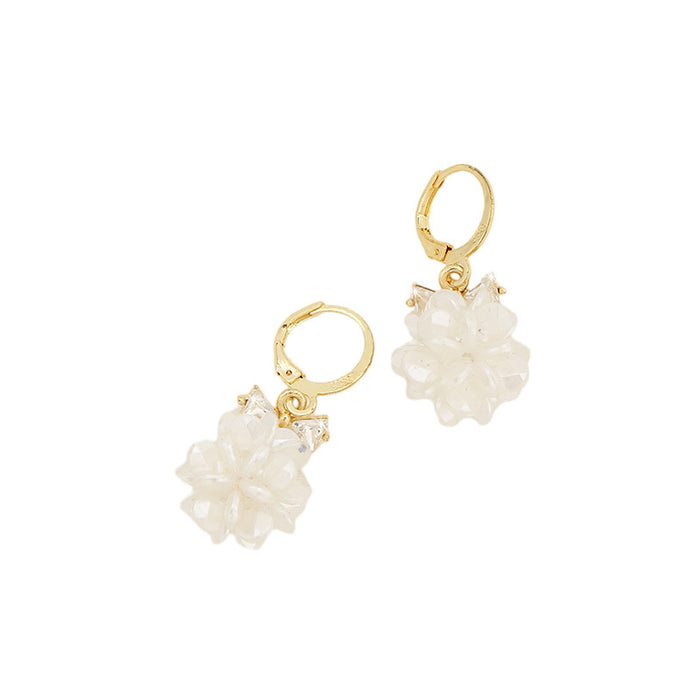 Wholesale s925 silver needle  Fairy earrings women's elegant flower Pearl petal ball earrings