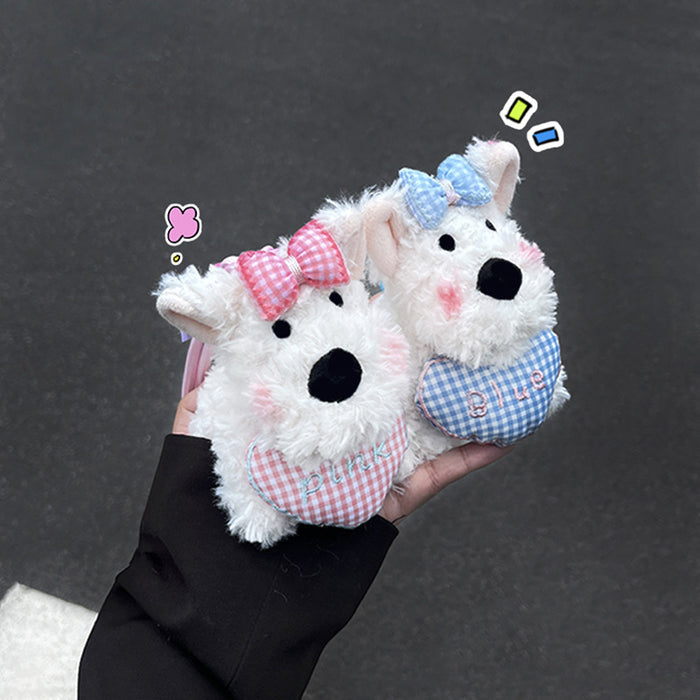 Wholesale Cute Plush Pendant Dog Powder Bow Car Keychain Pendant Car Keychain Girl