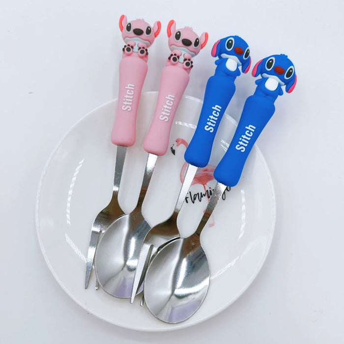 Wholesale Cartoon tableware set stainless steel spoon and fork storage box
