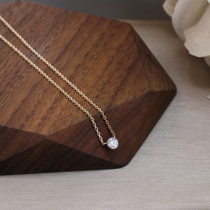 Wholesale   round non-claw diamond necklace 925  silver gold plated 10/20/30 stacked clavicle chain