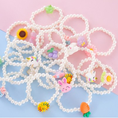 Wholesale children princess bow shell pearl necklace suit