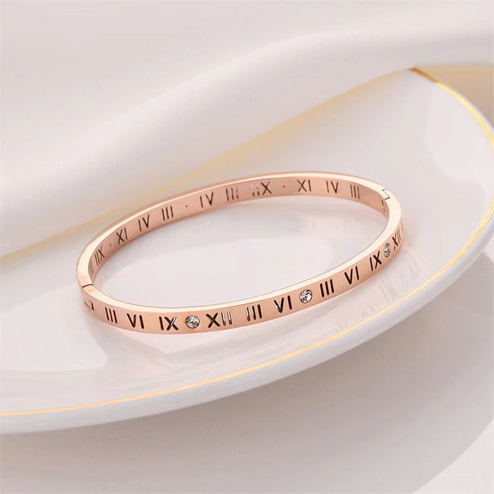 Wholesale Roman Numeral Diamond Stainless Steel Bracelet JDC-BT-Jinh003