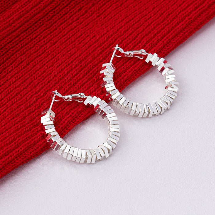 Wholesale Shattered Silver Texture Hoop Earrings