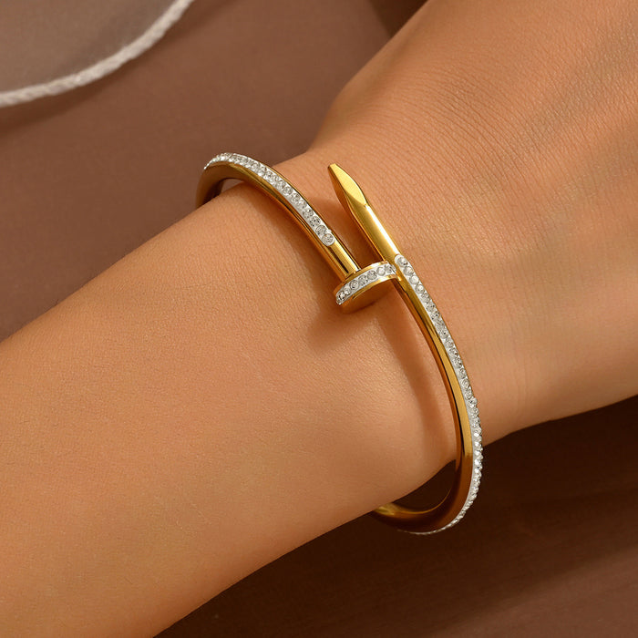 Wholesale Chic Starry Nail Bangle Titanium Steel Full Crystal Bracelet Fashion Jewelry Accessory