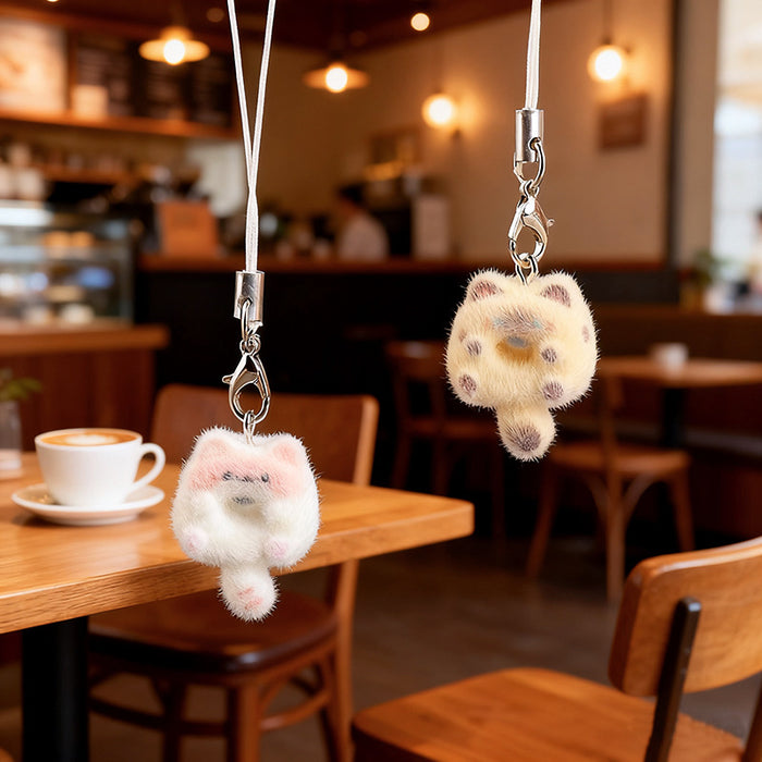 Wholesale Flocked Cat Donut Keychain