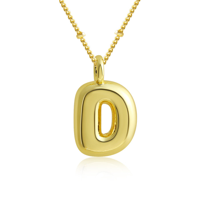 Wholesale Bubble Polished Letter Pendant Copper Necklace JDC-NE-BaiTian012