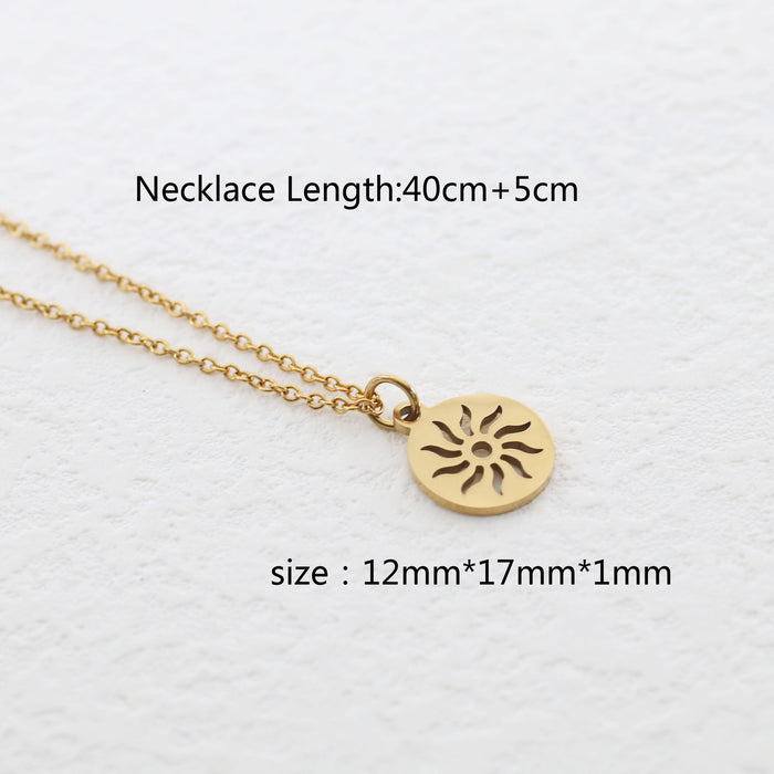 Wholesale stainless steel Gold Sun Necklace  ladies titanium steel sunflower clavicle chain