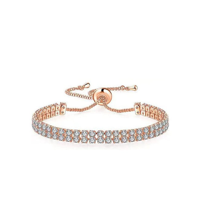 Wholesale Bracelet suit White Zircon Tennis Pull Bracelet Double Rows Diamond