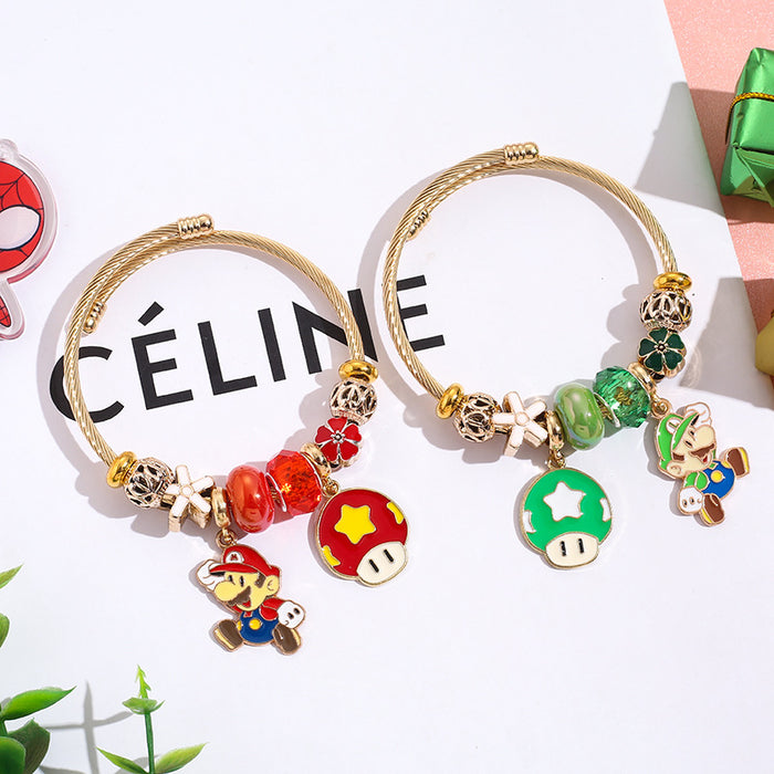 Wholesale Stainless steel bead bracelet cartoon cute alloy pendant bracelet