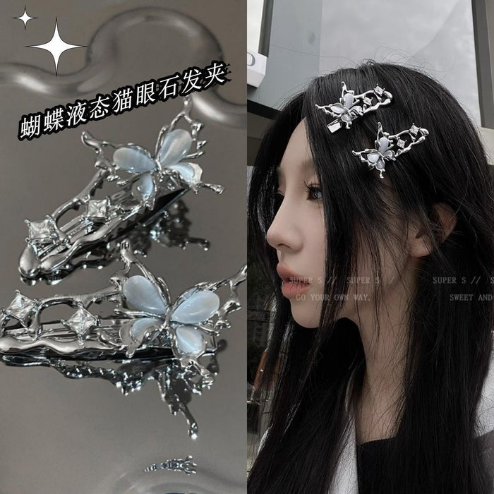 Wholesale Liquid butterfly hair clip, side clip, metal straight clip, hair accessory