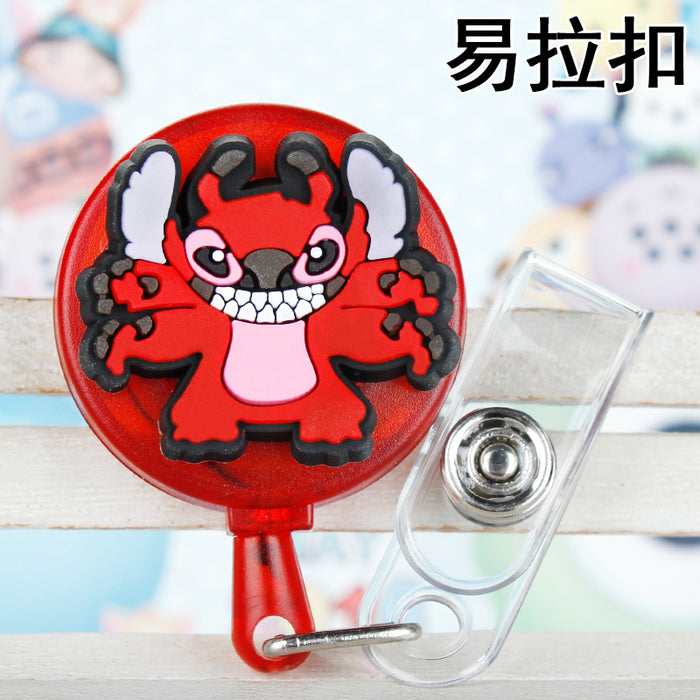 Wholesale Cartoon Badge Scroll Retractable Plastic Keychain JDC-KC-LuoKe007