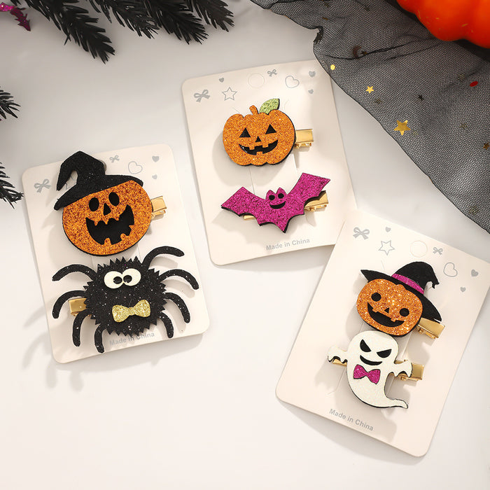 Wholesale Halloween Hair Accessories Pumpkin Ghost Hairpin Party Hairpin Children' s Side Bangs Hair Accessories for Women