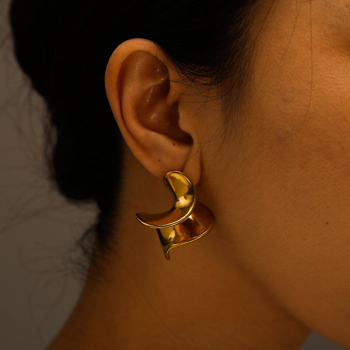 Wholesale Personalized, fashionable, irregular stainless steel earrings with a high-end feel, titanium steel earrings with color retention