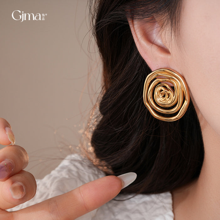 Wholesale Titanium Steel Stainless Steel Irregular Ring Twisted Earrings Earrings