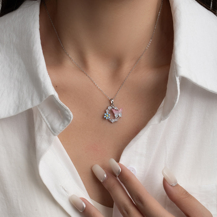 Wholesale Dreamy Haoshi Butterfly Necklace, niche temperament, light luxury collarbone chain, pearl zircon pendant