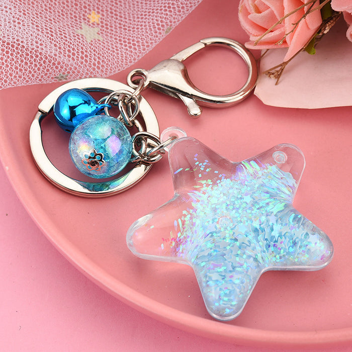 Wholesale Acrylic Keychain Pentagram Oil-Filled Keyring