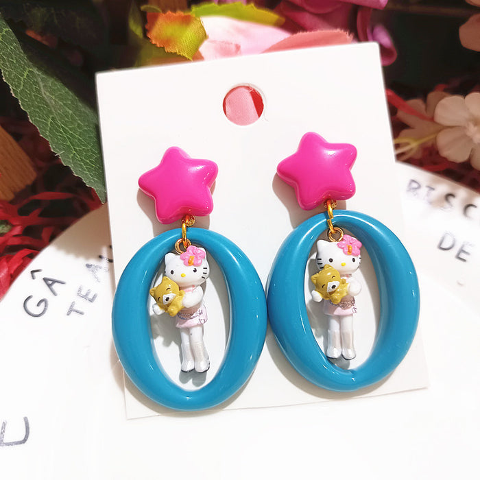 Wholesale Cute Funny Cos Dress-up Cat Elegant Chef Cat Cartoon Silver Earrings Women