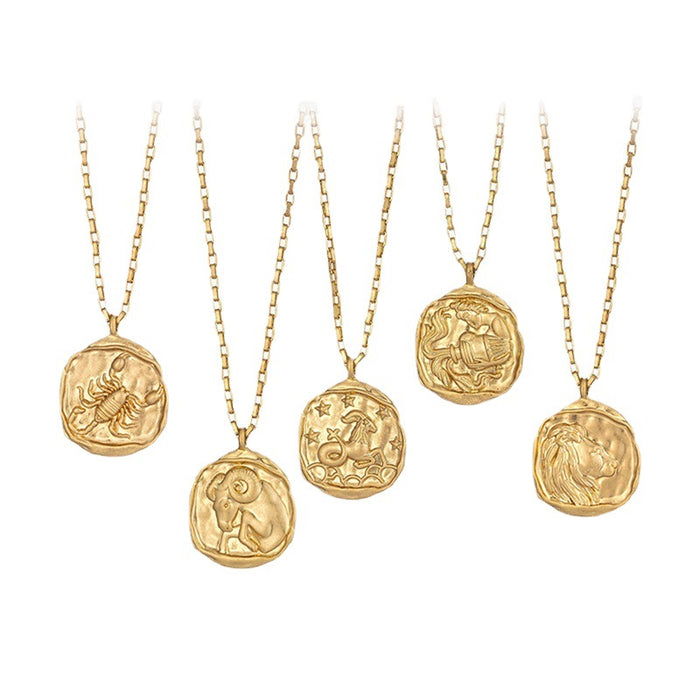 Wholesale Titanium Steel Zodiac Oval Pendant Necklace