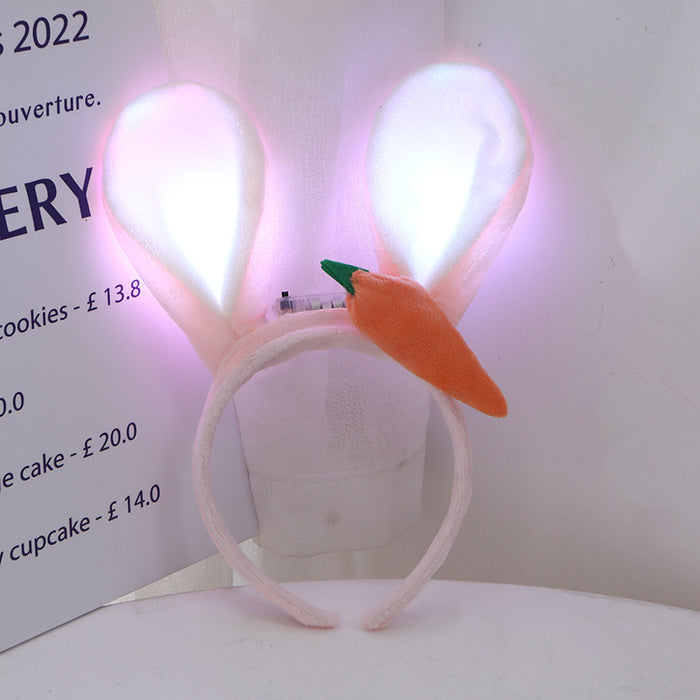 Wholesale 12PCS Plastic LED Carrot Cartoon Rabbit Ear Glow Hair Hoop JDC-HD-MeiY008