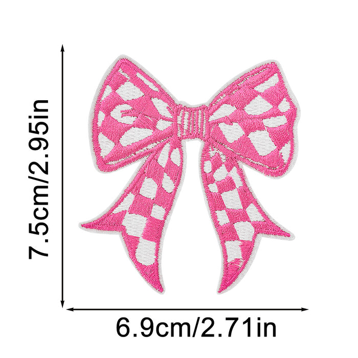 Wholesale Plaid Bow Embroidery Sticker DIY Patches
