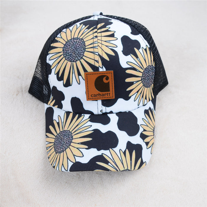 Wholesale Leopard Print Sunflower Printed Acrylic Baseball Caps JDC-FH-KuT022