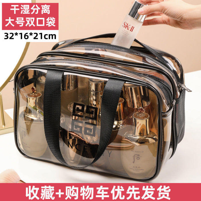 Wholesale Makeup bag PVC double-layer thick transparent dry wet separation swimming bag waterproof fitness bag large capacity toileting bag